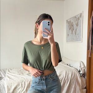 Garage Olive Green Crop Top